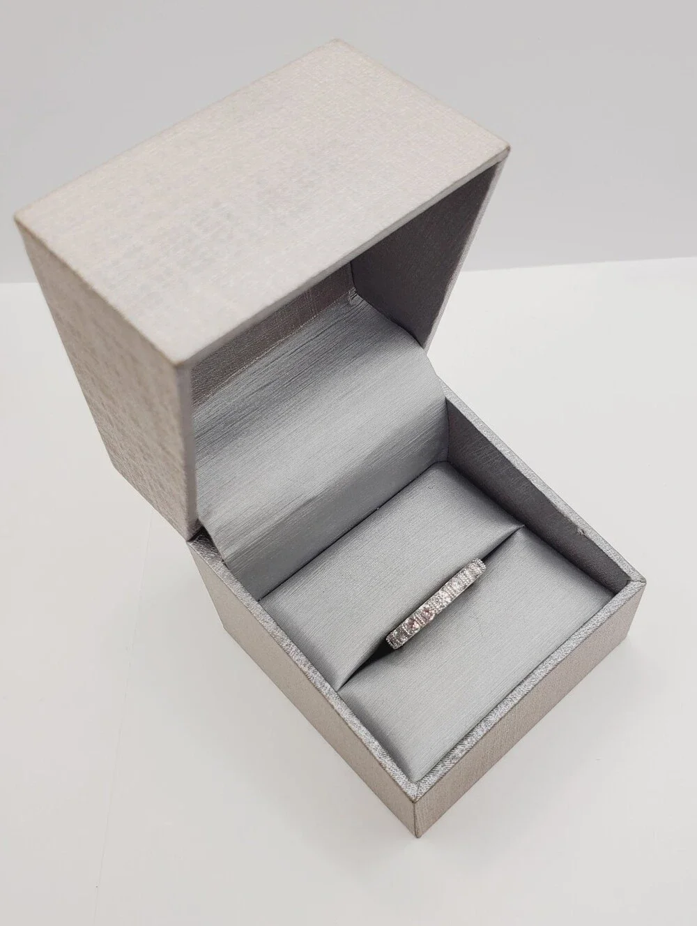 925 Sterling Silver Clear Cz Pave Eternity Band Ring